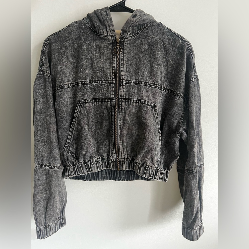 Black Denim Hooded Jacket